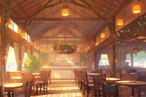 繊細で芸術的な街や村系背景のイラスト(AI generated image)
