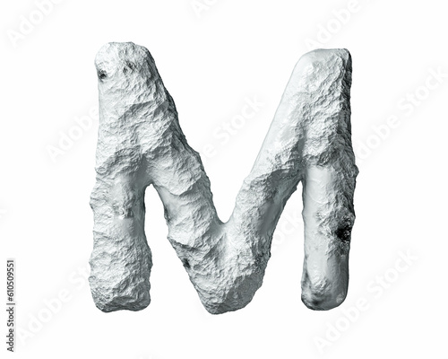Fototapeta Naklejka Na Ścianę i Meble -  Letters made of rock and clay. 3d illustration of stone alphabet isolated on white background
