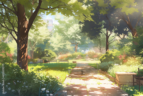 繊細で芸術的な街や村系背景のイラスト(AI generated image)