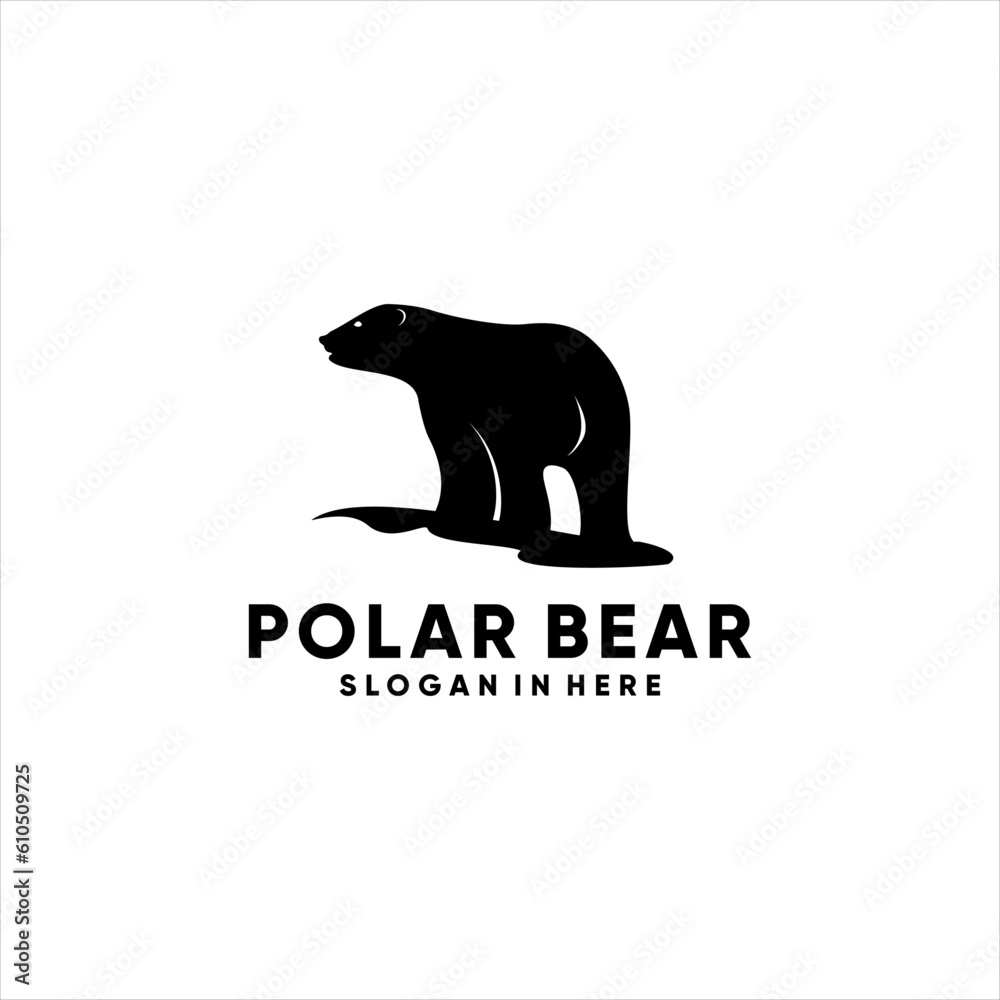 Polar Bear Silhouette Logo Vector Ice Animals Illustration	