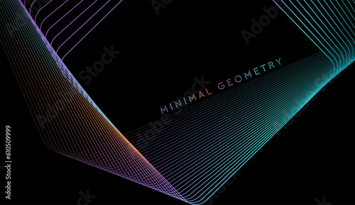 Blue violet square lines abstract tech background. Vector graphic minimal design