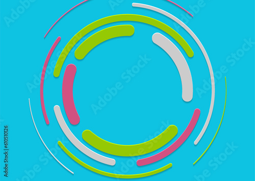 Colorful minimal geometric circles abstract background. Paper technology vector design