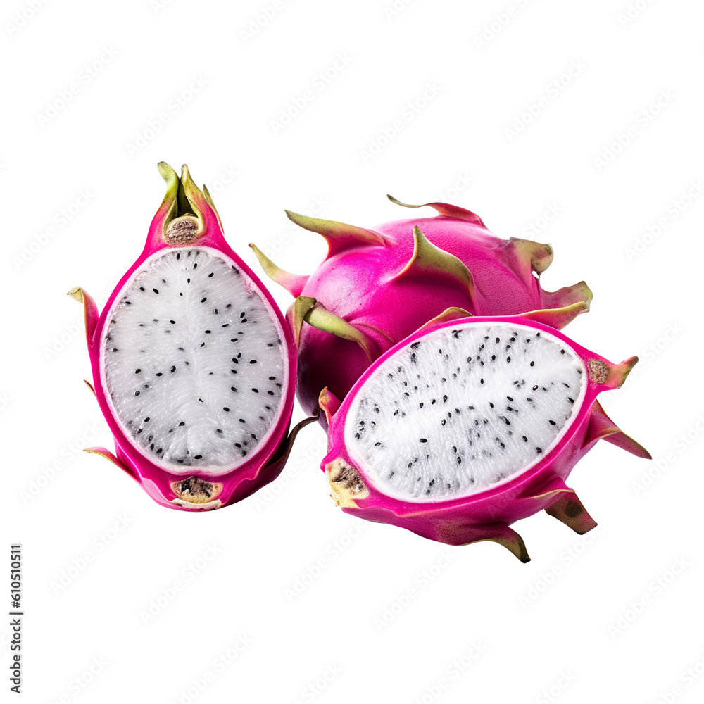dragon fruit isolated on white created with Generative AI dragon fruit isolated on white created with Generative AI
