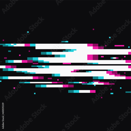 Pixelated Glitch Signal Shift Effect, Black