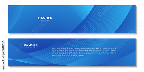 set of banners with abstract blue wave gradient background for business presentation