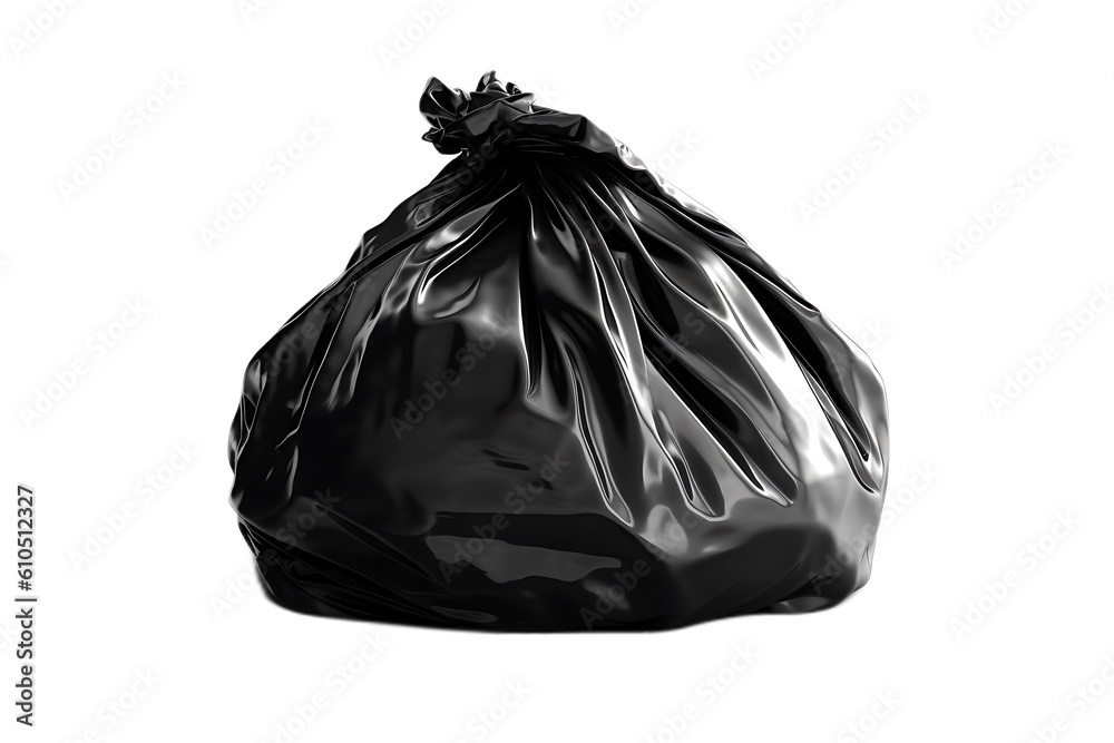 black garbage bag isolated on white