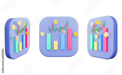 3d rendering of a financial graph concept finance stock market background graphics isolated white background