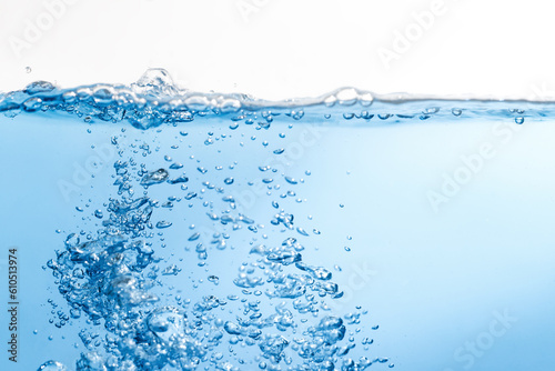 Water Bubbles Float Up. Water Wave, Freshness Pure Water Splashing.