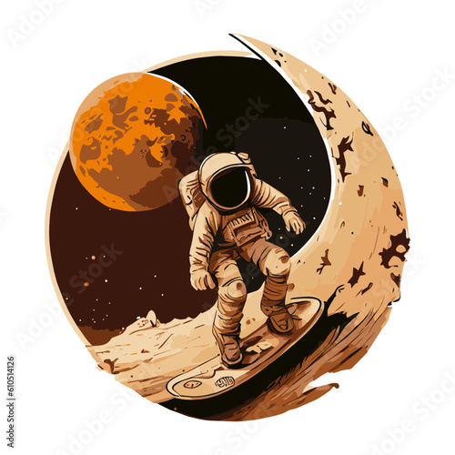 astronaut walking on moon vector art 