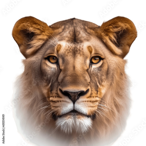 Portrait of a lion isolated on transparent background 
