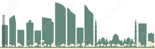 Abstract Abu Dhabi UAE City Skyline with Color Buildings.