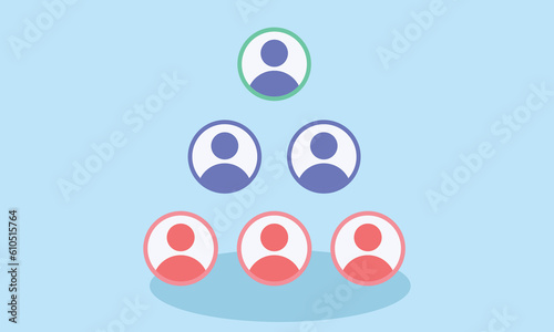Pyramid scheme or referral system icon.