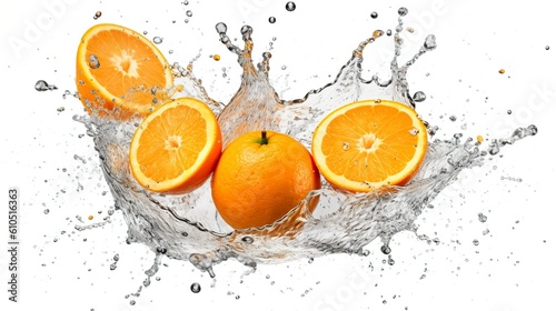 orange in water splash created with Generative AI