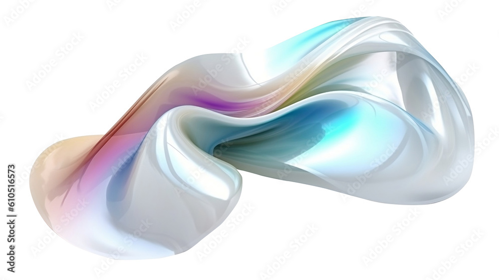 Abstract Iridescent 3D Wave Shape. Generative AI Abstract Iridescent 3D Wave Shape. Generative AI