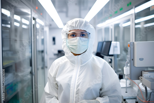 laboratory worker in protective clothing photo