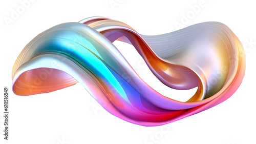 Captivating the Essence of the 3D Wave Shape in Abstract Iridescent Render. Generative AI