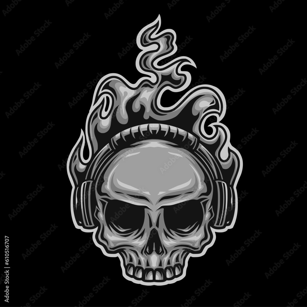 Human head skull symbol in vector shape. Colors can be adjusted again