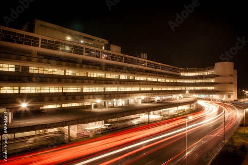 hospital exterior at night long exposure