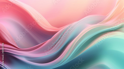 Colorful wavy liquid flow, pink and green smooth fold silky fluid surface texture, elegant, creativity, luxury concept backdrop, modern abstract background. Generative AI