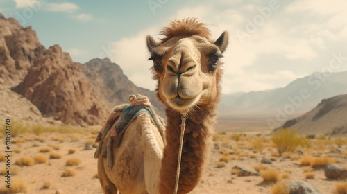 camel in the desert Generative AI illustration