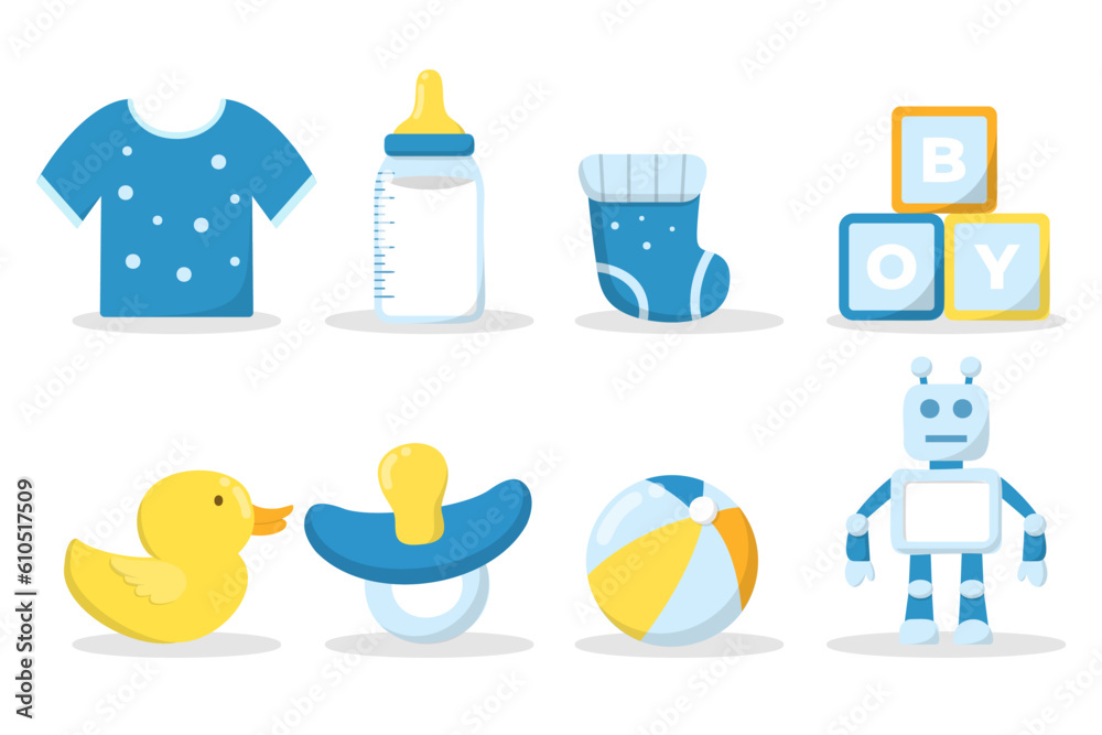 Set of items of for little kids illustration Set of items of for little kids illustration