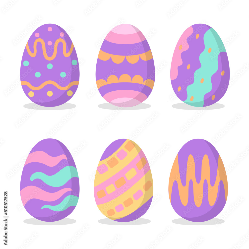 Set of colorful on egg in Easter festival illustration