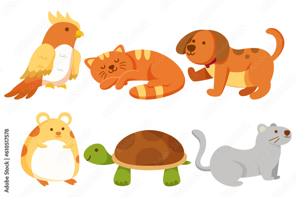 Fototapeta premium set of various animal isolated on white background illustration