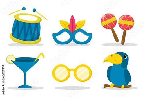 Set of items in party celebration cartoon design illustration