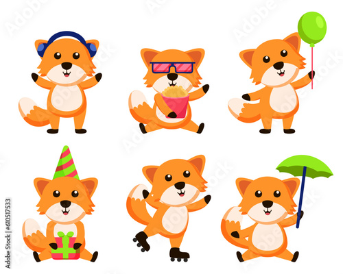 Set of animal with various Activity cartoon character