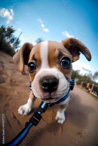Go-Pro風の子犬の接写｜Closed-up photo of a cute puppy Generative AI © Koki