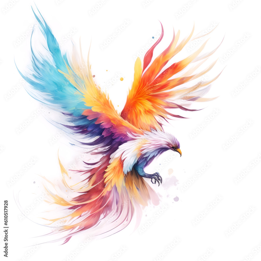 Phoenix spreading wings on a white background Phoenix spreading wings on a white background