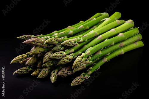 Green Asparagus On Black Background