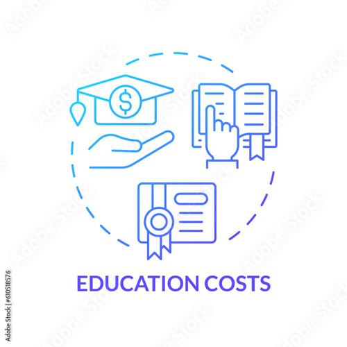Education costs blue gradient concept icon. Student loan. Financial aid. Personal finance. Cost of living. Tuition fee abstract idea thin line illustration. Isolated outline drawing