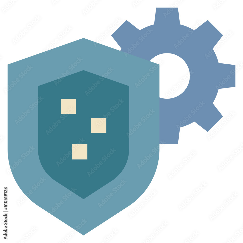 Obraz premium shield protect security cog wheel management icon flat style