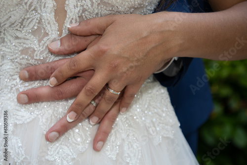 wedding rings fingers hand on couple marriage bride groom hands