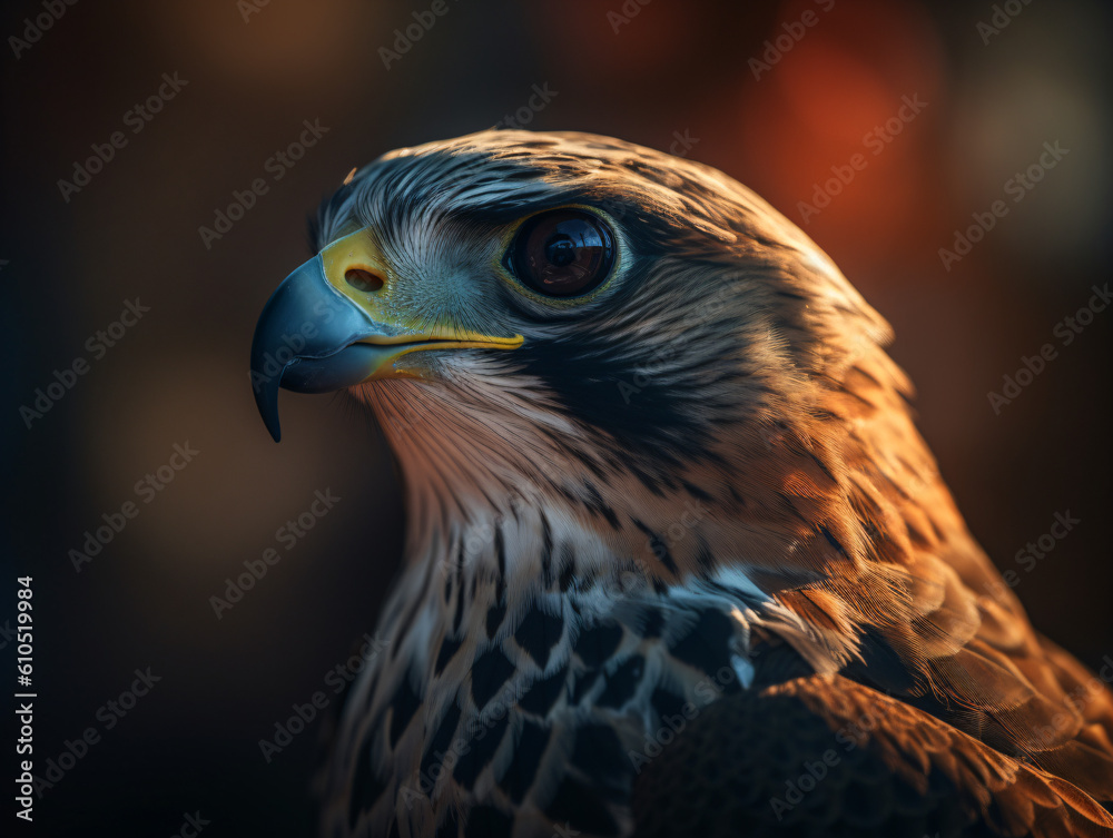 A close-up of a falcon with blurred background Generative Ai A close-up of a falcon with blurred background Generative Ai