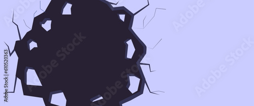 A big hole in the wall. Background for topics of bankruptcy, depression, health problems for websites, presentations and articles