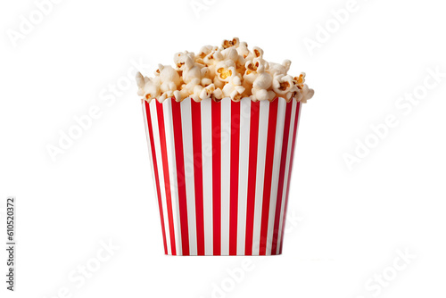bucket of popcorn isolated on white background