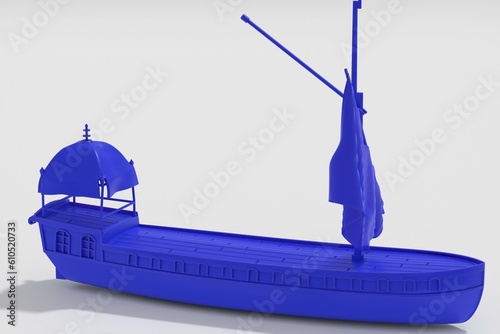 3d illustration. Model of an old dutch barge