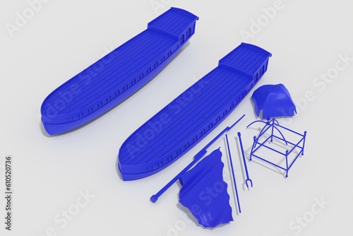 3d illustration. Model of an old dutch barge