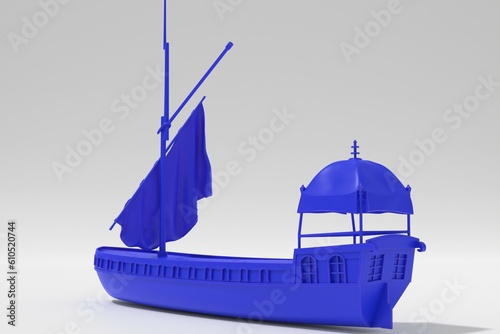 3d illustration. Model of an old dutch barge