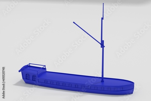 3d illustration. Model of an old dutch barge