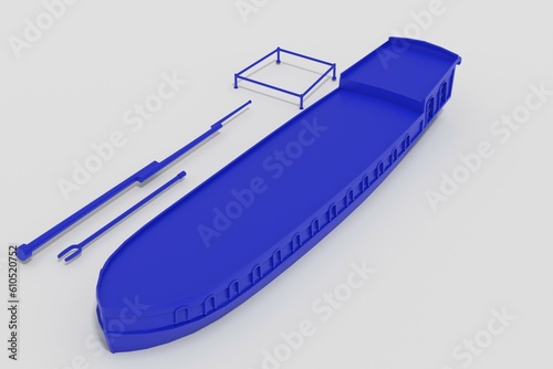 3d illustration. Model of an old dutch barge