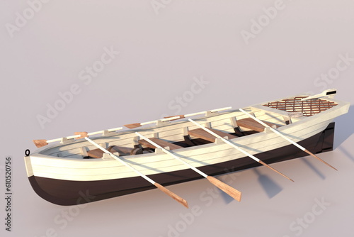 3d illustration. Ship boat jolly
