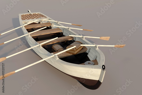 3d illustration. Ship boat jolly