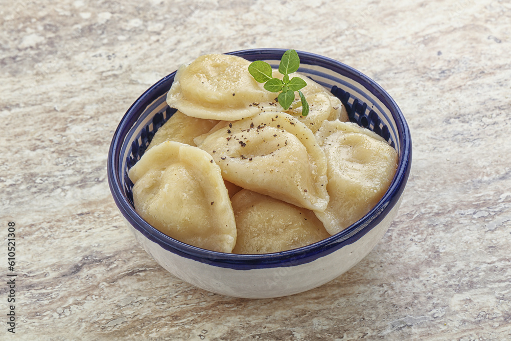 Russian traditional Vareniki - dumplings with potato