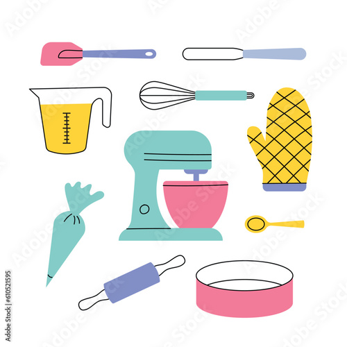 Bright color baking utensil doodle