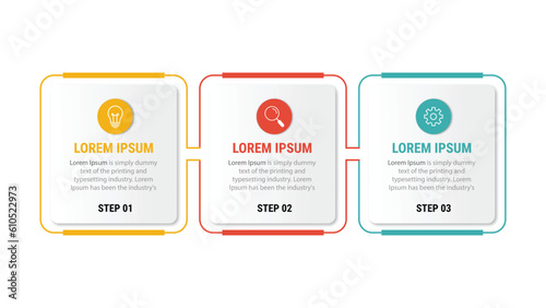 Business infographic template. Thin line design label with icon and 3 options, steps or processes.