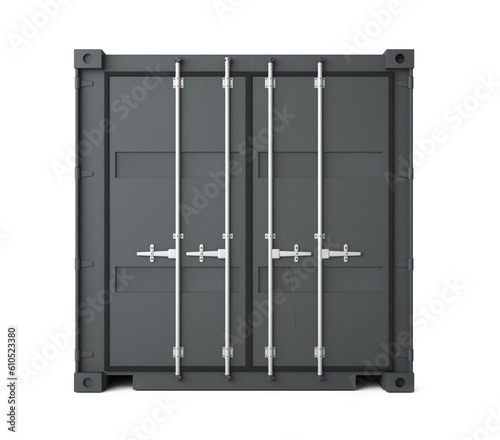 3d rendering of gray container cargo on white background