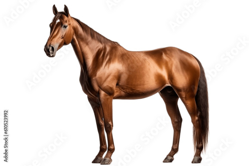 Elegant Brown Horse Isolated Illustration on Transparent Background, Generative Ai